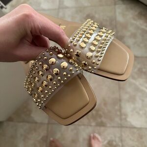 Zara Gold Studded Sandals